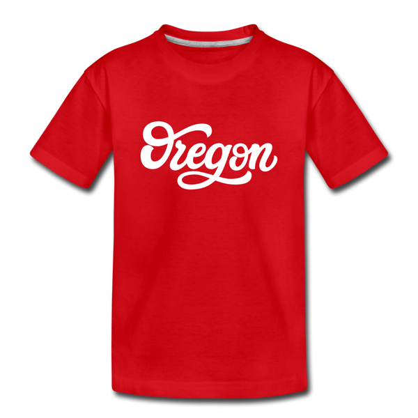 Oregon Youth T-Shirt - Hand Lettered Youth Oregon Tee - red
