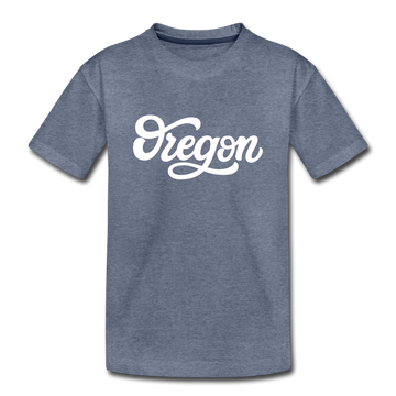 Oregon Youth T-Shirt - Hand Lettered Youth Oregon Tee - heather blue