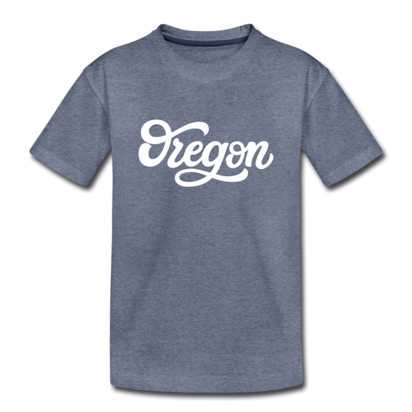 Oregon Youth T-Shirt - Hand Lettered Youth Oregon Tee - heather blue