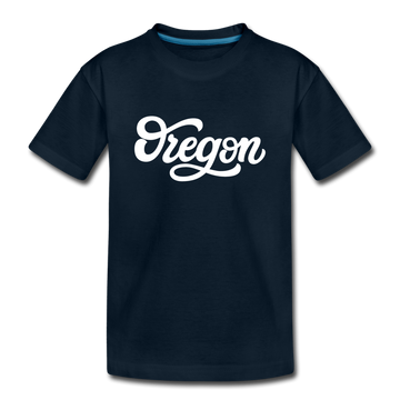 Oregon Youth T-Shirt - Hand Lettered Youth Oregon Tee - deep navy