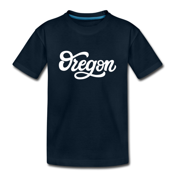 Oregon Youth T-Shirt - Hand Lettered Youth Oregon Tee - deep navy