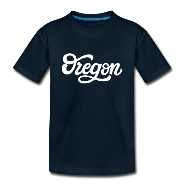 Oregon Youth T-Shirt - Hand Lettered Youth Oregon Tee - deep navy