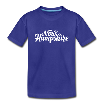 New Hampshire Youth T-Shirt - Hand Lettered Youth New Hampshire Tee - royal blue
