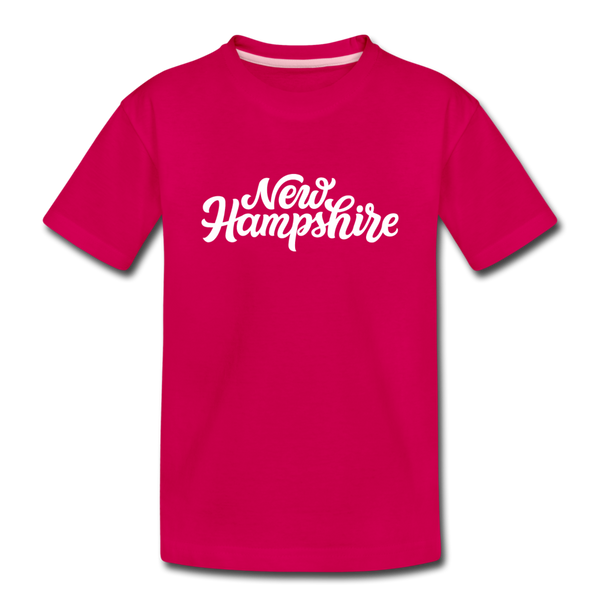 New Hampshire Youth T-Shirt - Hand Lettered Youth New Hampshire Tee - dark pink