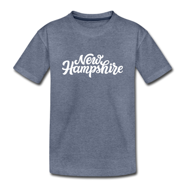 New Hampshire Youth T-Shirt - Hand Lettered Youth New Hampshire Tee - heather blue