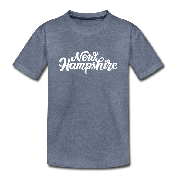 New Hampshire Youth T-Shirt - Hand Lettered Youth New Hampshire Tee - heather blue
