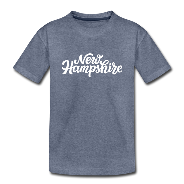 New Hampshire Youth T-Shirt - Hand Lettered Youth New Hampshire Tee - heather blue