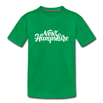 New Hampshire Youth T-Shirt - Hand Lettered Youth New Hampshire Tee - kelly green