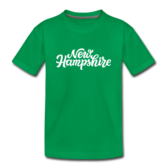 New Hampshire Youth T-Shirt - Hand Lettered Youth New Hampshire Tee - kelly green
