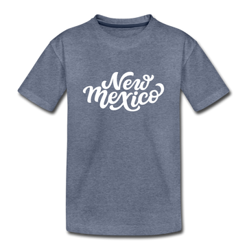 New Mexico Youth T-Shirt - Hand Lettered Youth New Mexico Tee - heather blue