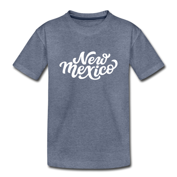 New Mexico Youth T-Shirt - Hand Lettered Youth New Mexico Tee - heather blue
