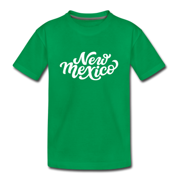 New Mexico Youth T-Shirt - Hand Lettered Youth New Mexico Tee - kelly green