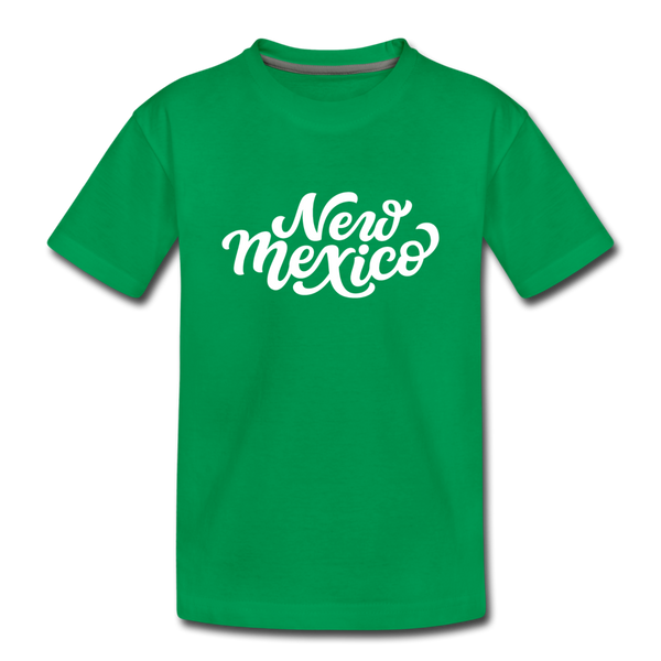 New Mexico Youth T-Shirt - Hand Lettered Youth New Mexico Tee - kelly green