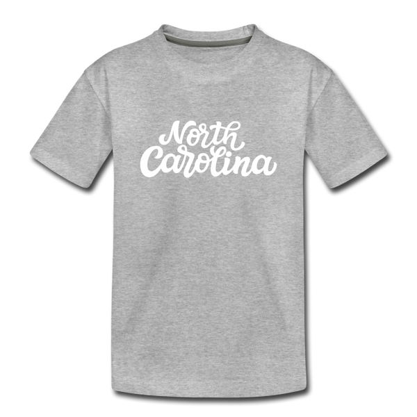 North Carolina Youth T-Shirt - Hand Lettered Youth North Carolina Tee - heather gray