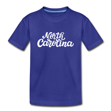 North Carolina Youth T-Shirt - Hand Lettered Youth North Carolina Tee - royal blue