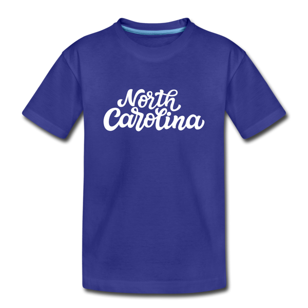 North Carolina Youth T-Shirt - Hand Lettered Youth North Carolina Tee - royal blue