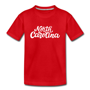 North Carolina Youth T-Shirt - Hand Lettered Youth North Carolina Tee - red