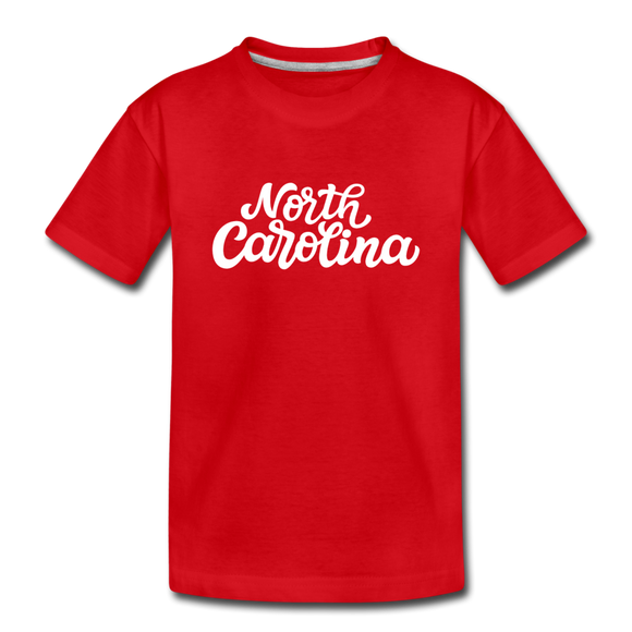 North Carolina Youth T-Shirt - Hand Lettered Youth North Carolina Tee - red
