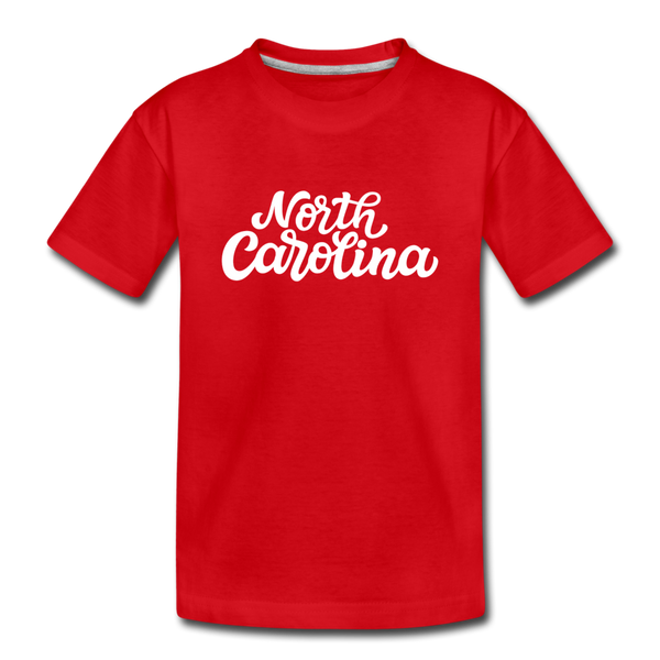 North Carolina Youth T-Shirt - Hand Lettered Youth North Carolina Tee - red