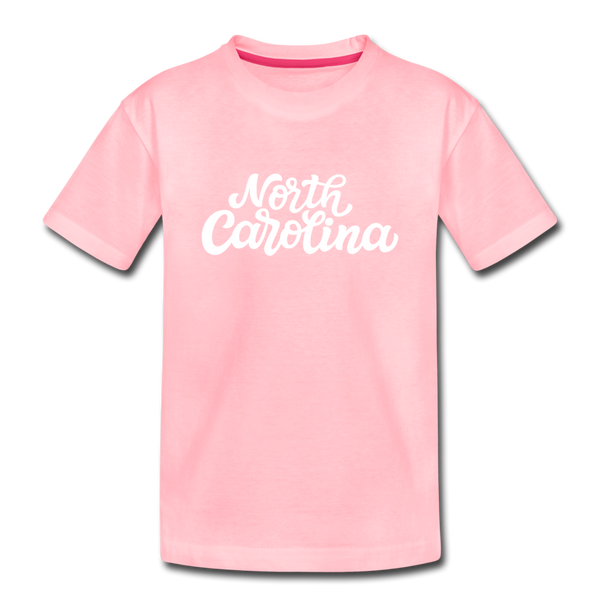 North Carolina Youth T-Shirt - Hand Lettered Youth North Carolina Tee - pink
