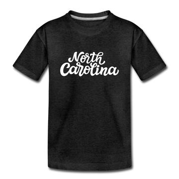 North Carolina Youth T-Shirt - Hand Lettered Youth North Carolina Tee - charcoal gray