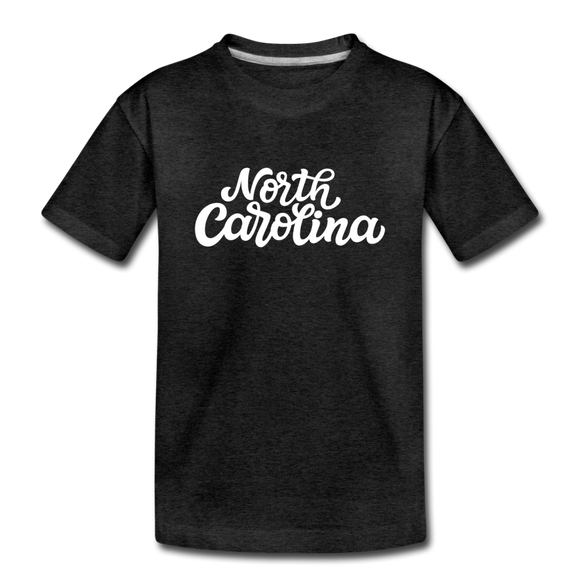 North Carolina Youth T-Shirt - Hand Lettered Youth North Carolina Tee - charcoal gray