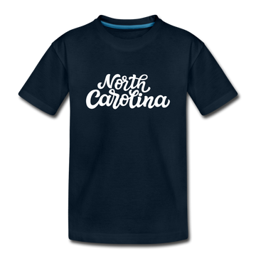 North Carolina Youth T-Shirt - Hand Lettered Youth North Carolina Tee - deep navy