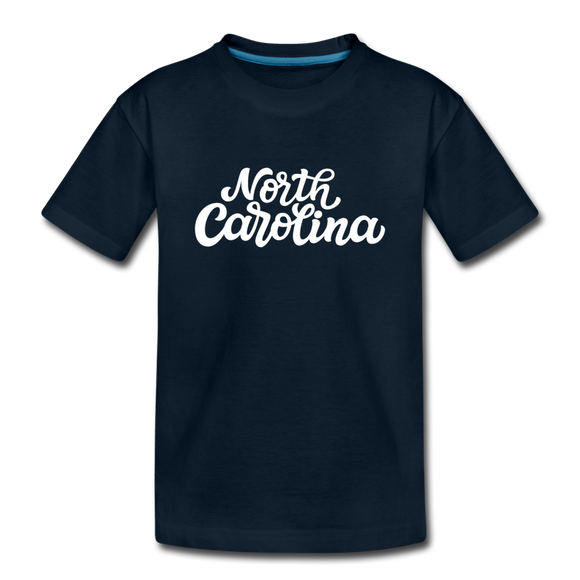 North Carolina Youth T-Shirt - Hand Lettered Youth North Carolina Tee - deep navy