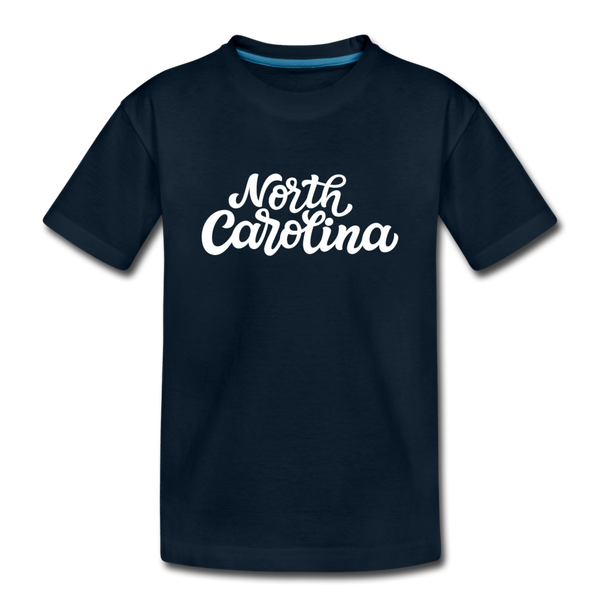 North Carolina Youth T-Shirt - Hand Lettered Youth North Carolina Tee - deep navy