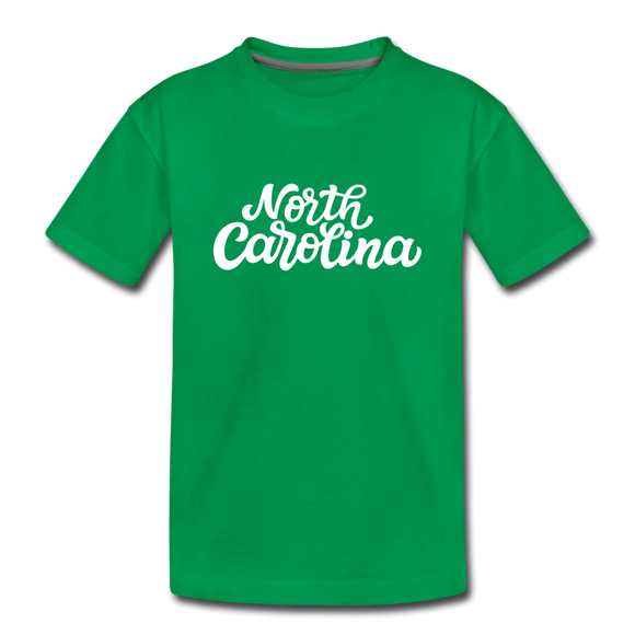 North Carolina Youth T-Shirt - Hand Lettered Youth North Carolina Tee - kelly green