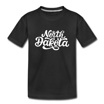 North Dakota Youth T-Shirt - Hand Lettered Youth North Dakota Tee - black