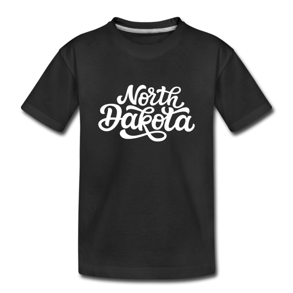 North Dakota Youth T-Shirt - Hand Lettered Youth North Dakota Tee - black