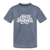 North Dakota Youth T-Shirt - Hand Lettered Youth North Dakota Tee - heather blue