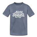 North Dakota Youth T-Shirt - Hand Lettered Youth North Dakota Tee - heather blue