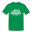 North Dakota Youth T-Shirt - Hand Lettered Youth North Dakota Tee - kelly green