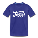 Texas Youth T-Shirt - Hand Lettered Youth Texas Tee - royal blue