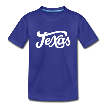 Texas Youth T-Shirt - Hand Lettered Youth Texas Tee - royal blue