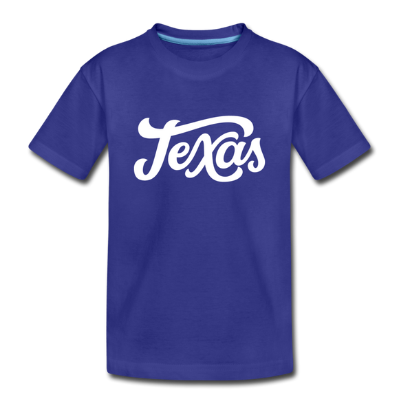 Texas Youth T-Shirt - Hand Lettered Youth Texas Tee - royal blue