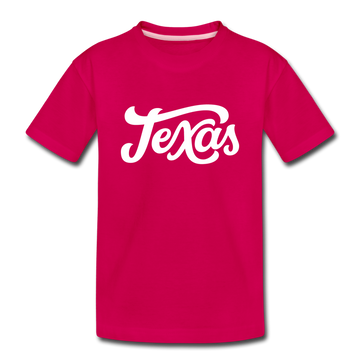 Texas Youth T-Shirt - Hand Lettered Youth Texas Tee - dark pink