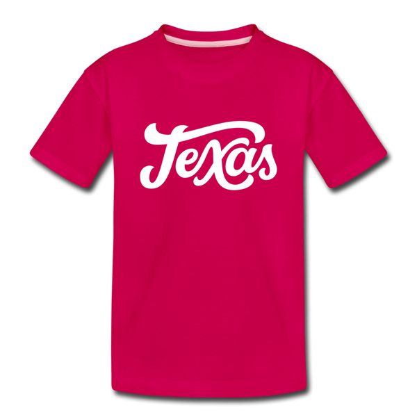 Texas Youth T-Shirt - Hand Lettered Youth Texas Tee - dark pink