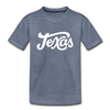 Texas Youth T-Shirt - Hand Lettered Youth Texas Tee - heather blue