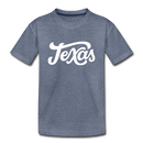 Texas Youth T-Shirt - Hand Lettered Youth Texas Tee - heather blue