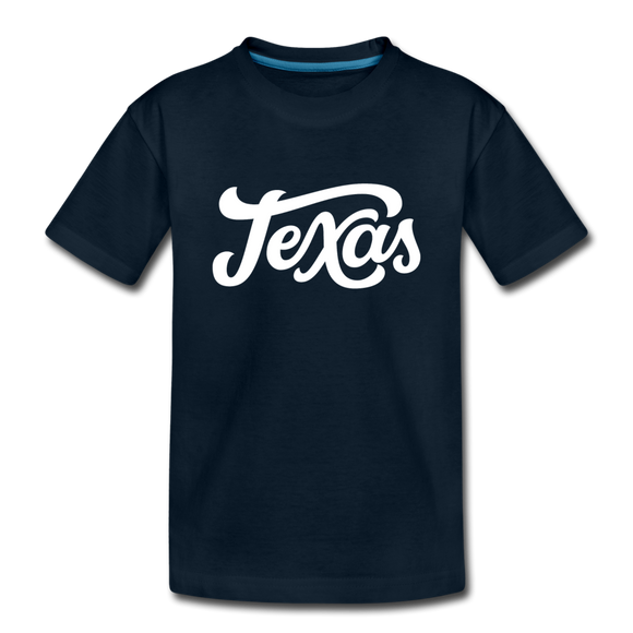 Texas Youth T-Shirt - Hand Lettered Youth Texas Tee - deep navy