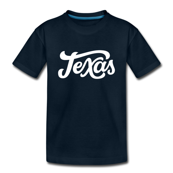Texas Youth T-Shirt - Hand Lettered Youth Texas Tee - deep navy