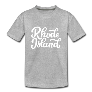 Rhode Island Youth T-Shirt - Hand Lettered Youth Rhode Island Tee - heather gray