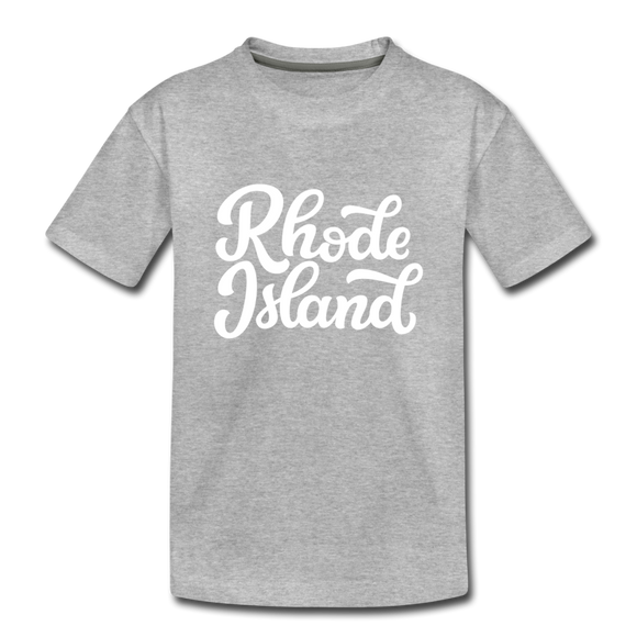 Rhode Island Youth T-Shirt - Hand Lettered Youth Rhode Island Tee - heather gray