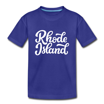 Rhode Island Youth T-Shirt - Hand Lettered Youth Rhode Island Tee - royal blue