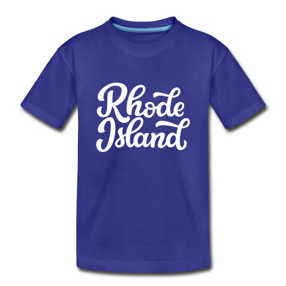 Rhode Island Youth T-Shirt - Hand Lettered Youth Rhode Island Tee - royal blue