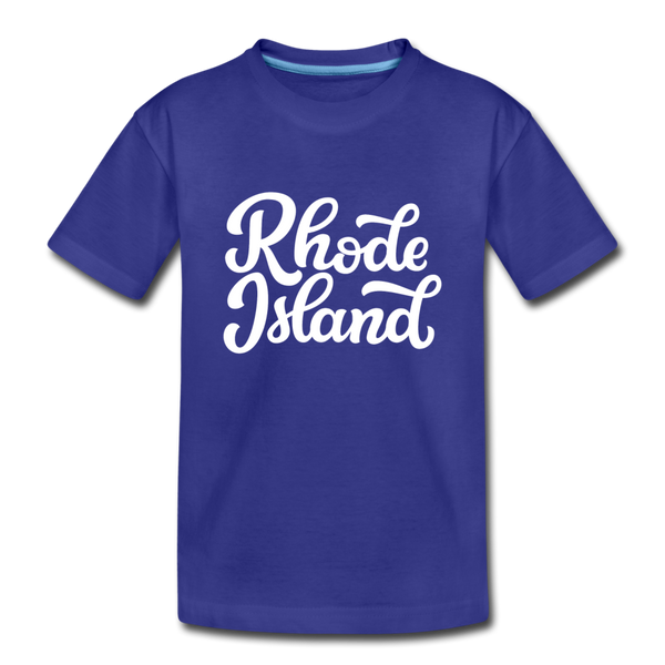 Rhode Island Youth T-Shirt - Hand Lettered Youth Rhode Island Tee - royal blue