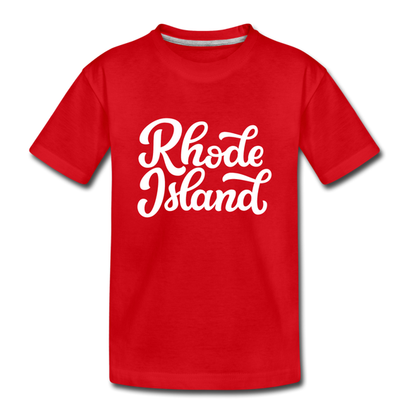 Rhode Island Youth T-Shirt - Hand Lettered Youth Rhode Island Tee - red